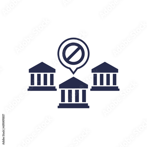 bank under sanctions icon, financial institutions vector