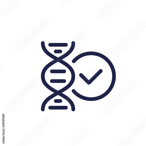 dna line icon with a check mark