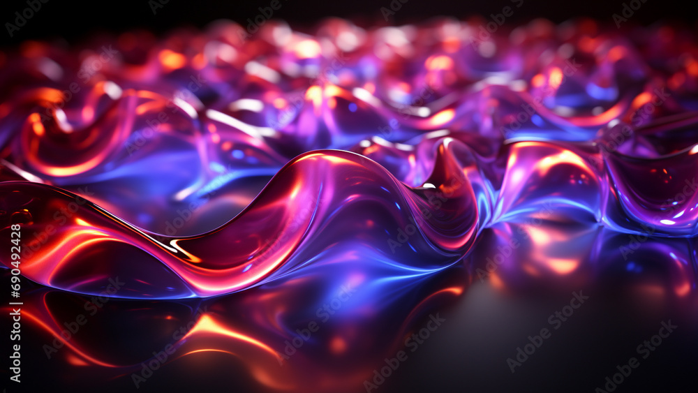 Obraz premium Neon Lights Abstract Pattern in Cosmic Violet and Laser Red