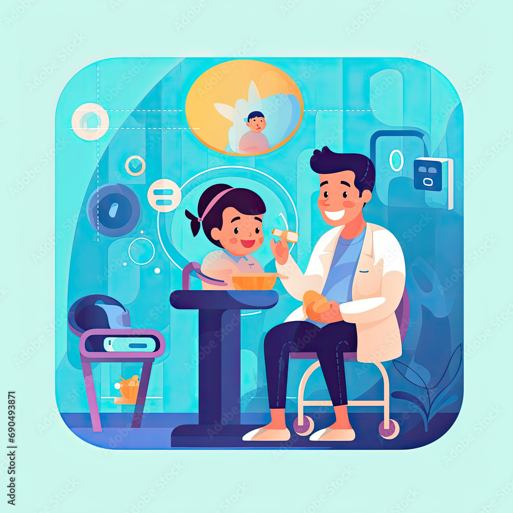 Pediatrician concept illustration flat icon AI Generated