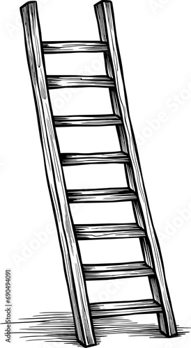 Living Blanket Ladder Vintage Outline Icon In Hand-drawn Style