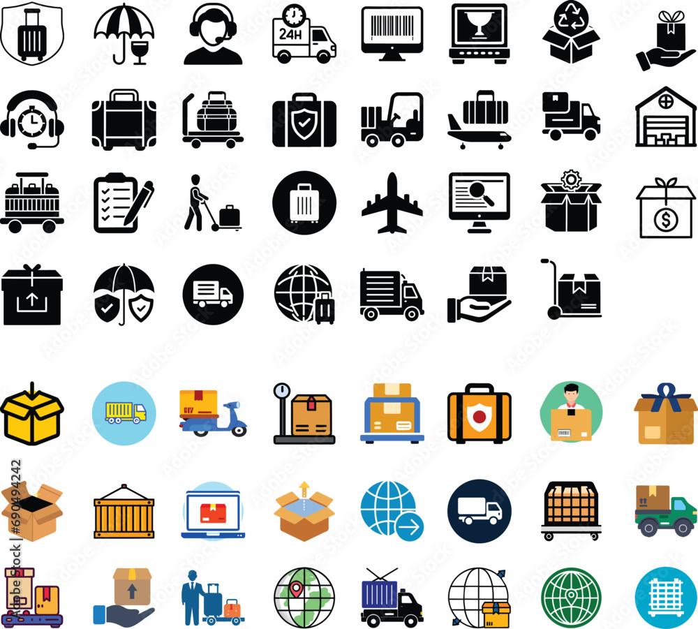 Set of Delivery cargo expedition icon symbol Set of Delivery cargo expedition icon symbol