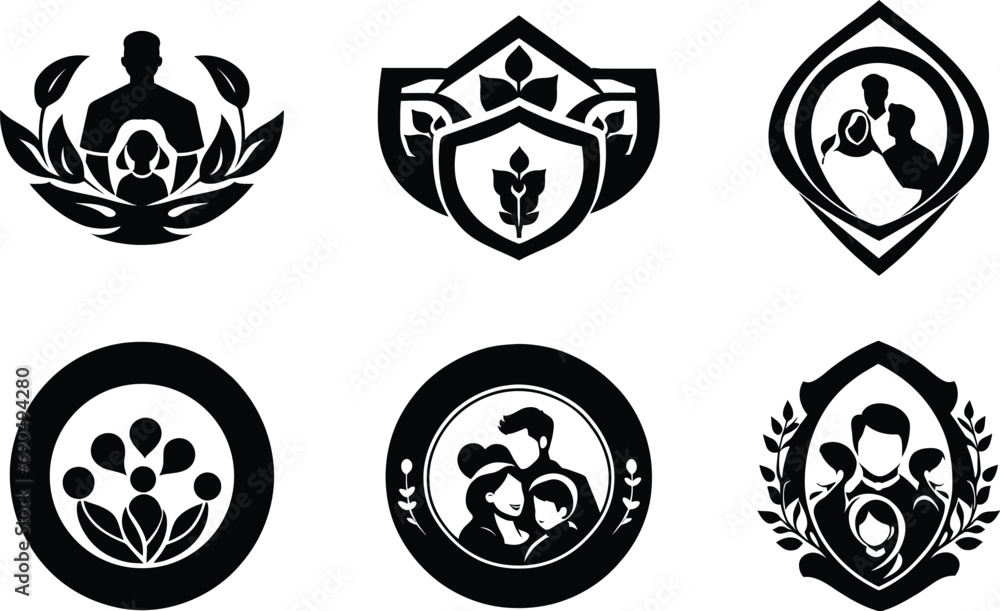 Set of family icon logo Set of family icon logo
