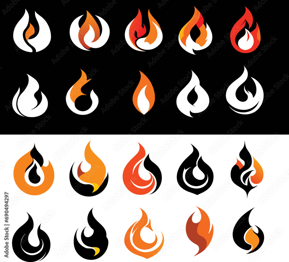 Set of fire flame icon Set of fire flame icon