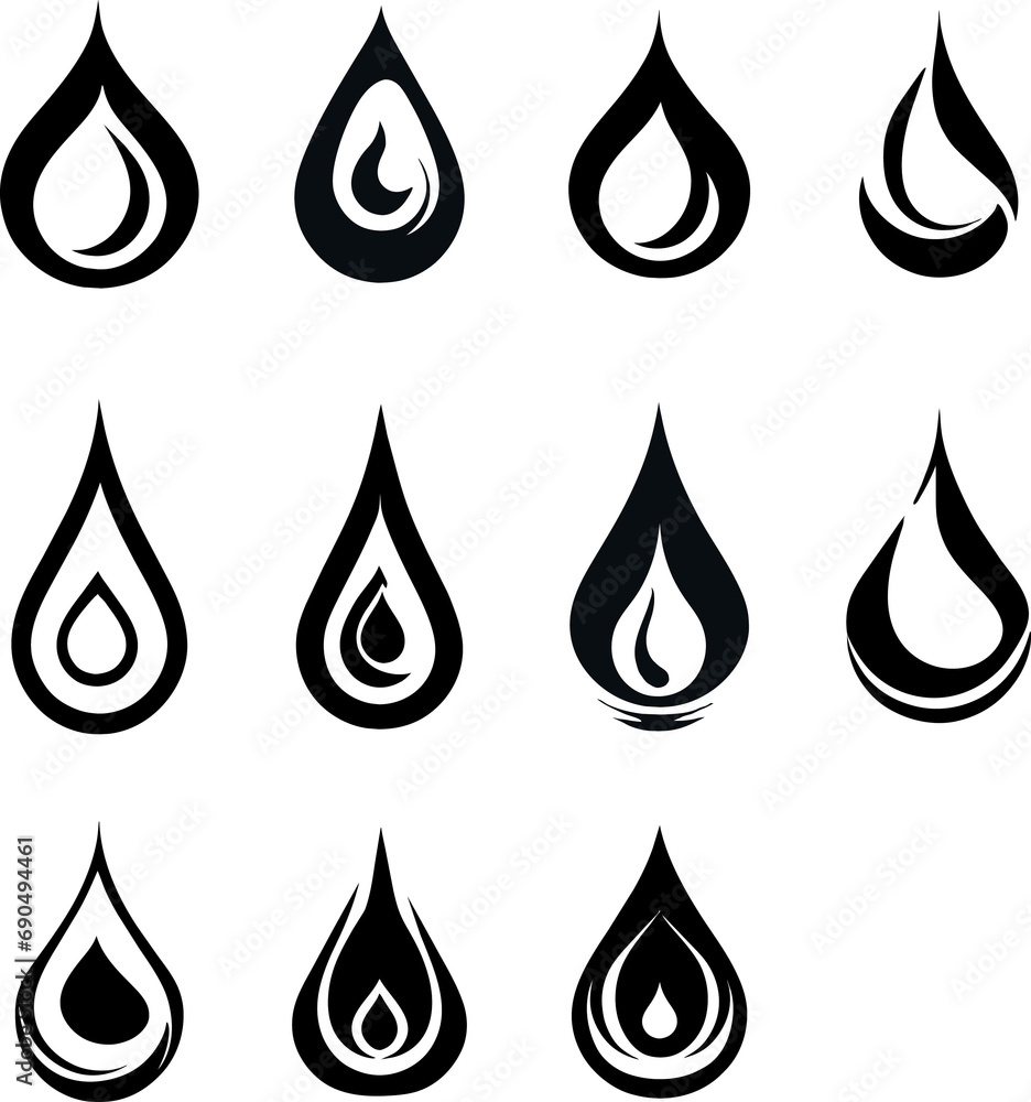 Set of waterdrops icon vector Set of waterdrops icon vector