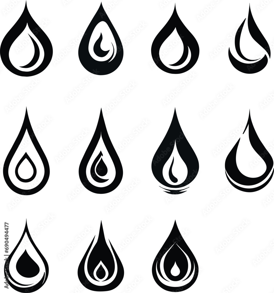 Set of waterdrops icon vector Set of waterdrops icon vector