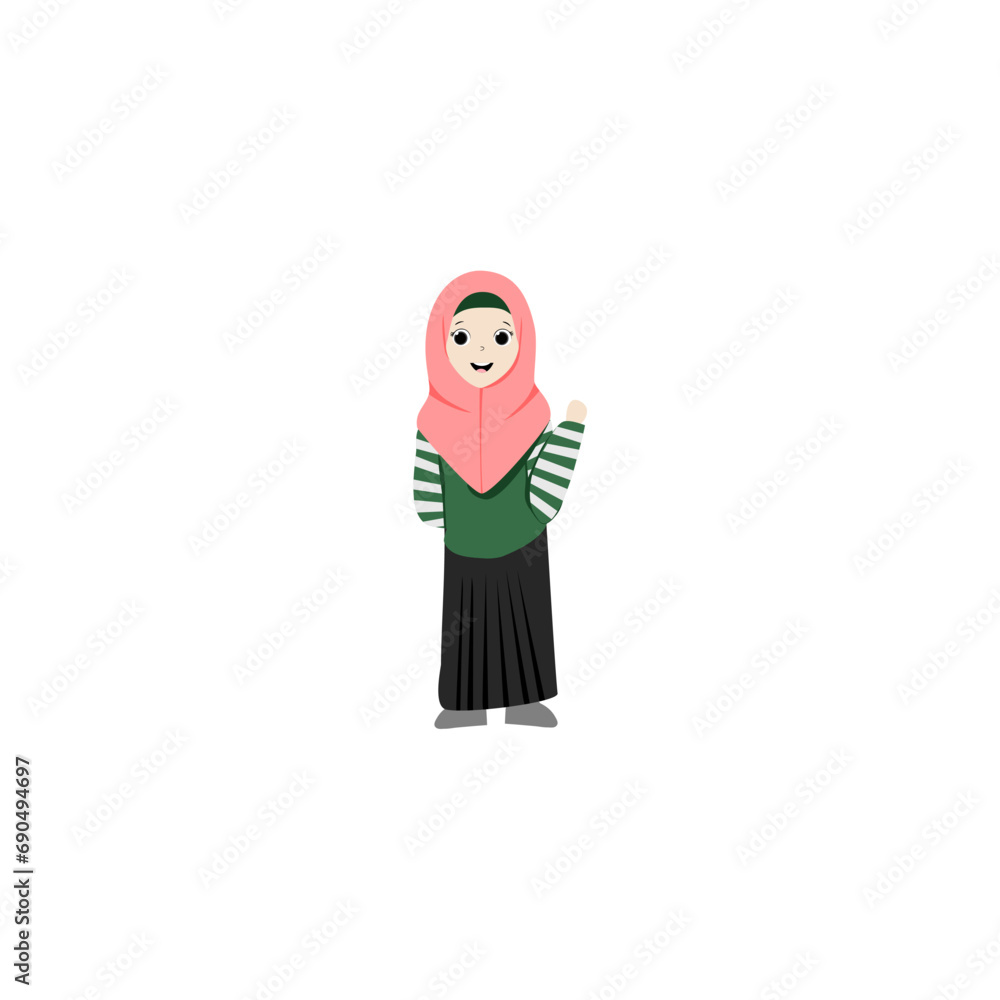 set of women with pink headscarves and green clothes accessory