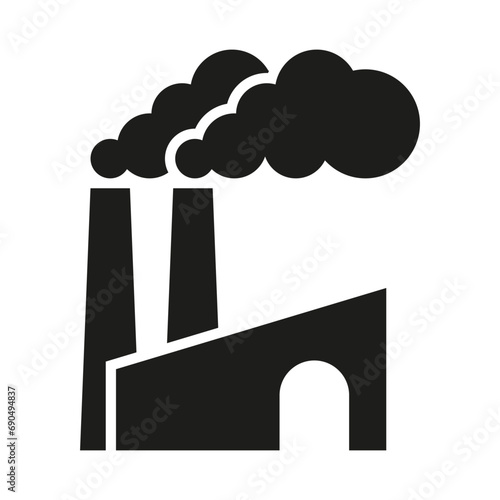 Smoke from factory icon, factory with smoke icon vector in flat trendy style illustration isolated on white background.