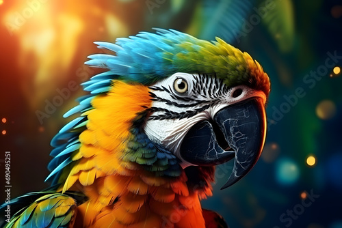 portrait close up face of parrot