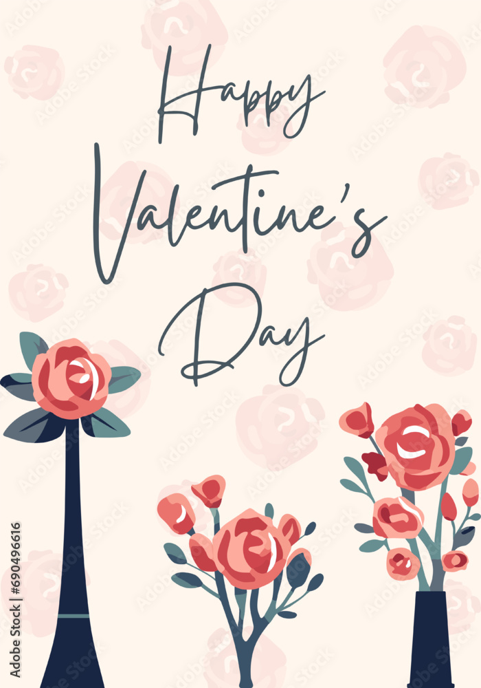 Vector love background with couple in love. Valentine's day concept poster in flat style. Love banner or greeting card