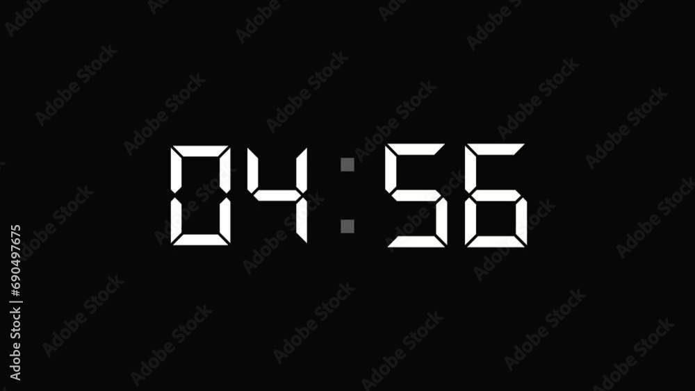 5 minutes digital clock countdown timer on black 5 minutes digital clock countdown timer on black