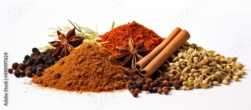 Common ingredients in a couscous spice mix include cumin, paprika, pepper, ginger, coriander seeds, cloves, garlic, caraway, cinnamon, and nutmeg.