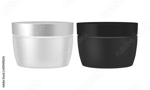 Vector cream bottles set on white background set of isolated jars 3d illustartion