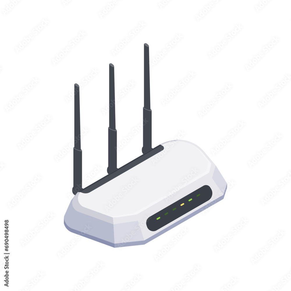 Vvector wifi router, wireless broadband modem with antennas isolated on white Vvector wifi router, wireless broadband modem with antennas isolated on white