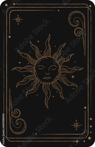 Magic occult cards. Vintage hand drawn mystic tarot cards