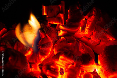burning coals glow in the dark
