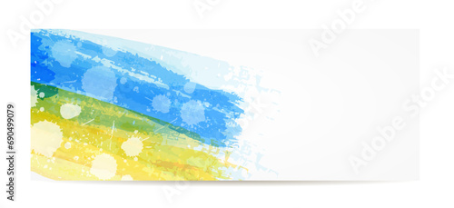 Grunge brushed banner with flag of Ukraine. Concept for victory, Independence day poster, flyer, banner, etc.