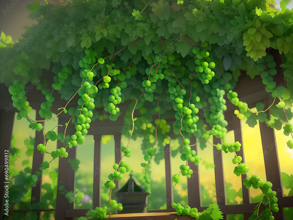 Fototapeta premium varieties of fresh grapes in a bunch. ai generated