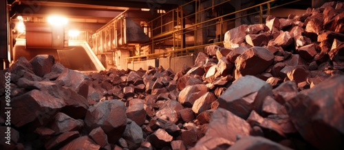 Copper ore enrichment in a processing plant. photo
