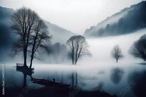 Mystic foggy landscape in the morning © Muhammad