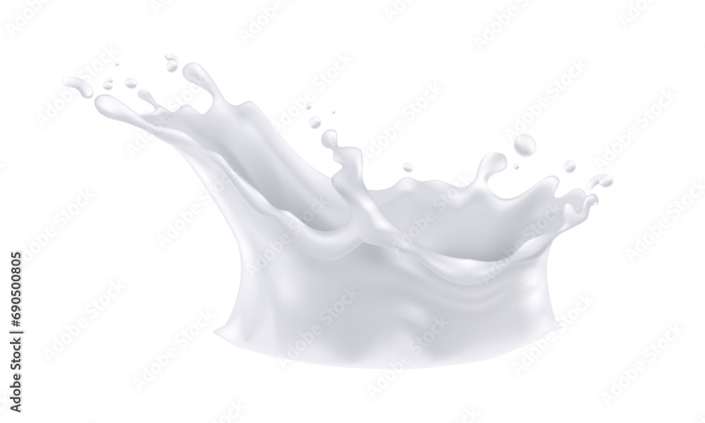 Vector realistic milk splash on white background