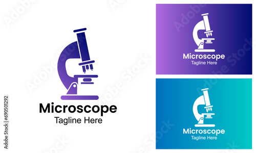 Microscope Logo Design Template For Research.