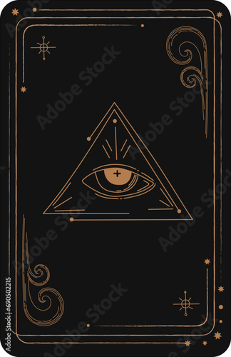 Magic occult cards. Vintage hand drawn mystic tarot cards