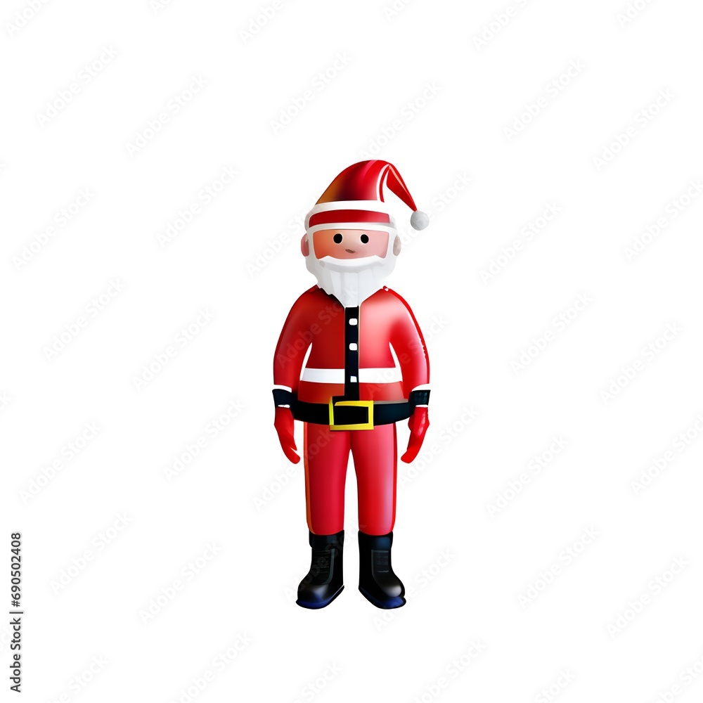 3d render icon illustration of Santa Claus cartoon white background AI-generated 3d render icon illustration of Santa Claus cartoon white background AI-generated