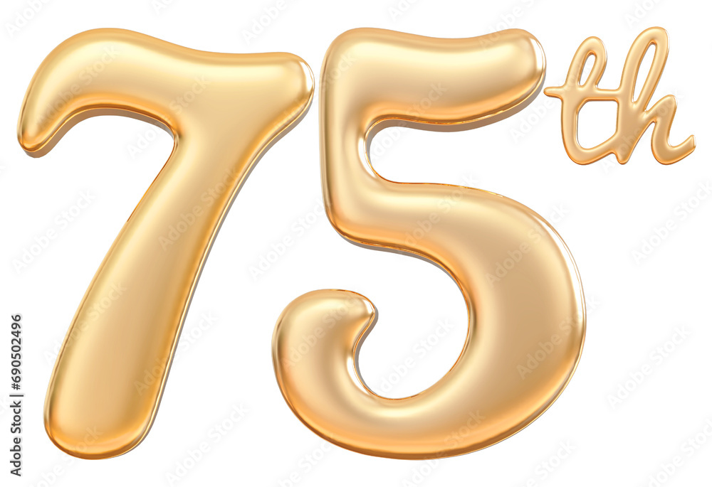 Happy anniversary 75th year - 3d render gold Happy anniversary 75th year - 3d render gold