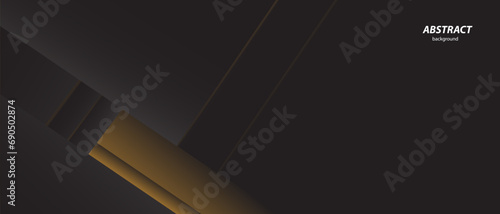 Black geometric vector background overlapping on gold space for text and background design