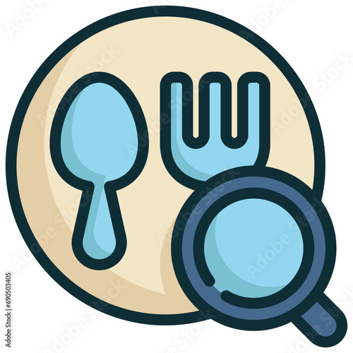 food restaurant map search finding magnifying filled outline