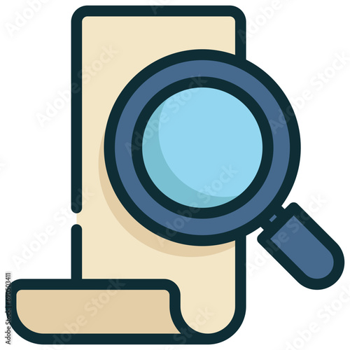 receipt paper search finding magnifying glass filled outline