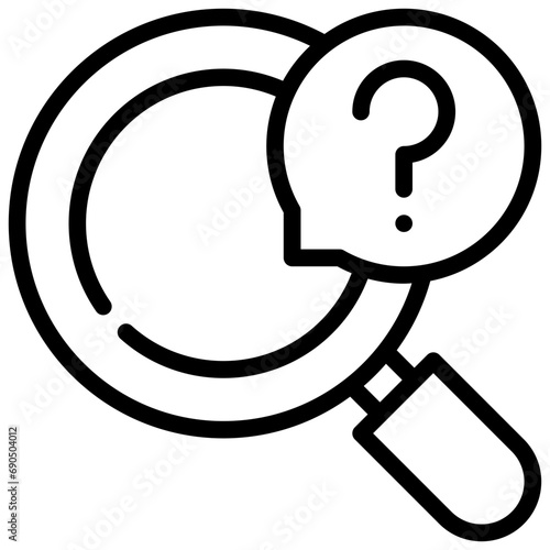 finding search question talk problem magnifying glass simple line