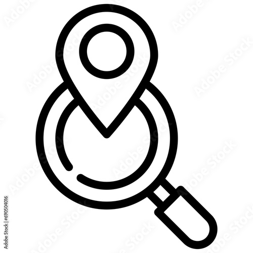 location pin map finding search magnifying glass simple line