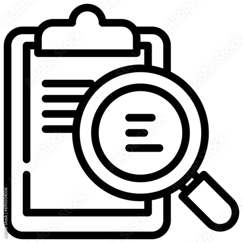 report paper clipboard search finding scan magnifying simple line