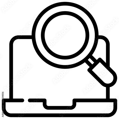 search finding laptop magnifying glass simple line