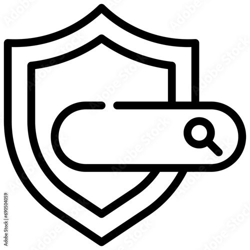 shield protect security locked finding search magnifying simple line