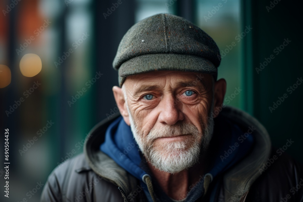 Portrait of an elderly man with a gray beard on the street. Portrait of an elderly man with a gray beard on the street.