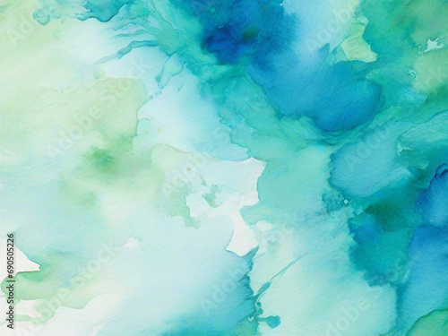 A close up of a blue and green watercolor background  ai image 