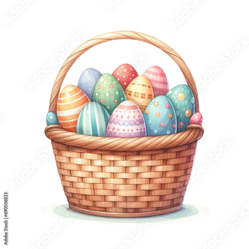 Cute rabbit and easter egg happy Easter day watercolor clipart 