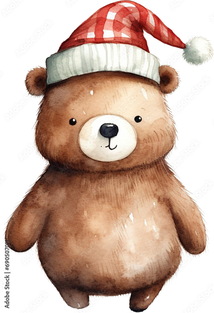 brown bear wearing christmas hat isolated on transparent background brown bear wearing christmas hat isolated on transparent background