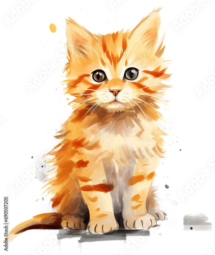 Yellow cat portrait isolated on transparent background © Tran