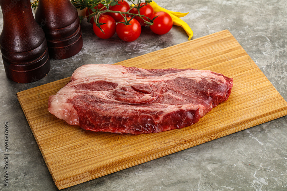 Raw beef chuck roll steak Raw beef chuck roll steak