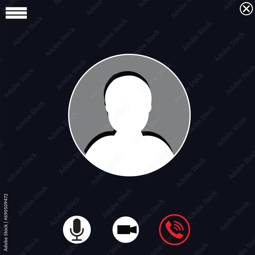videocall, live webinar app interface. Remote meeting app window, interface frame or group videocall program vector layout. Team video conference application display videocall, live webinar app interface. Remote meeting app window, interface frame or group videocall program vector layout. Team video conference application display