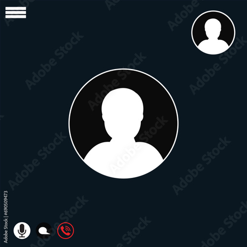 videocall, live webinar app interface. Remote meeting app window, interface frame or group videocall program vector layout. Team video conference application display