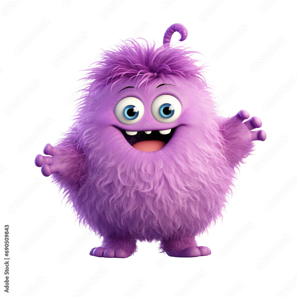 Purple little Monster Alien,Furry and fluffy ,cute monster acting,game asset,isolated on white and transparent background Purple little Monster Alien,Furry and fluffy ,cute monster acting,game asset,isolated on white and transparent background