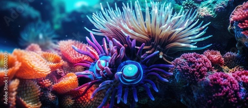 From the breathtaking closeup of a vibrant blue ocean  the beautiful colors of nature emerge as the sea plants and urchins create a mesmerizing display.