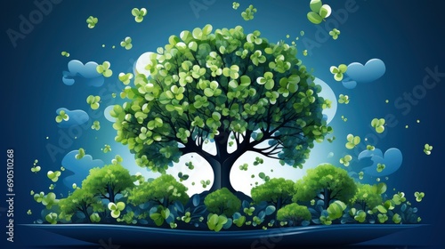 Illustration Environmentally Friendly Planet Green, Flat Design Style, Pop Art , Wallpaper Pictures, Background Hd © MI coco