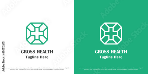 Healthy plus logo design illustration. Simple shape cross plus health hospital patient medical clinic emergency relief care. Modern minimal simple abstract icon symbol.