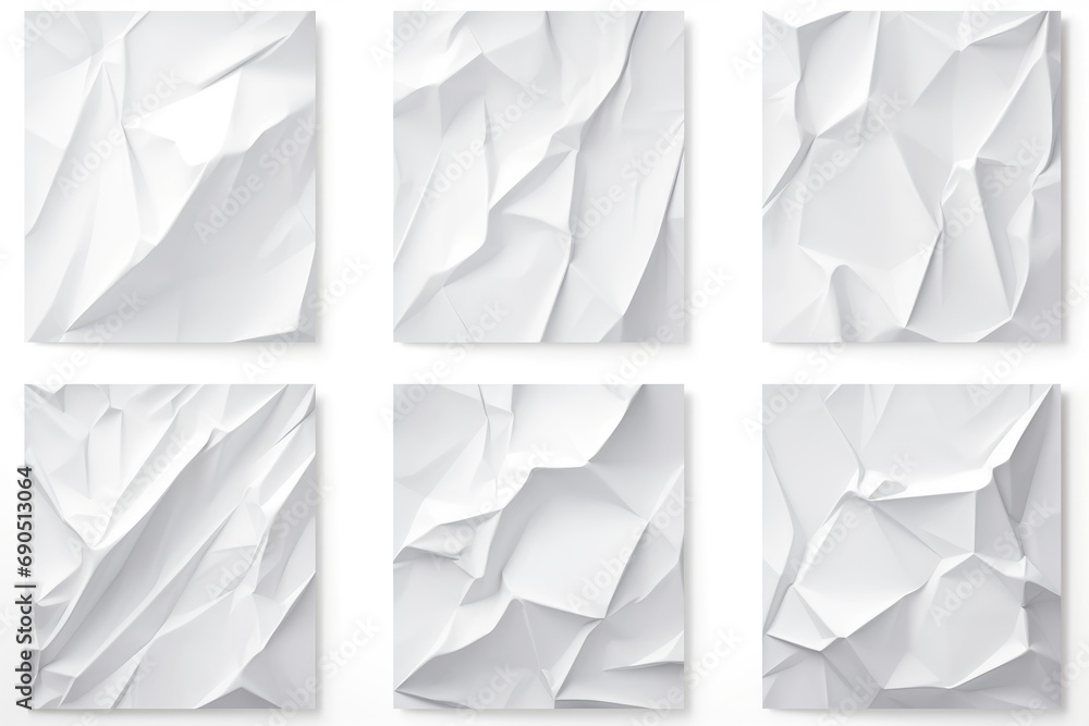 White wrinkled poster template set. paper mockup, blank templates set - obrazy, fototapety, plakaty 